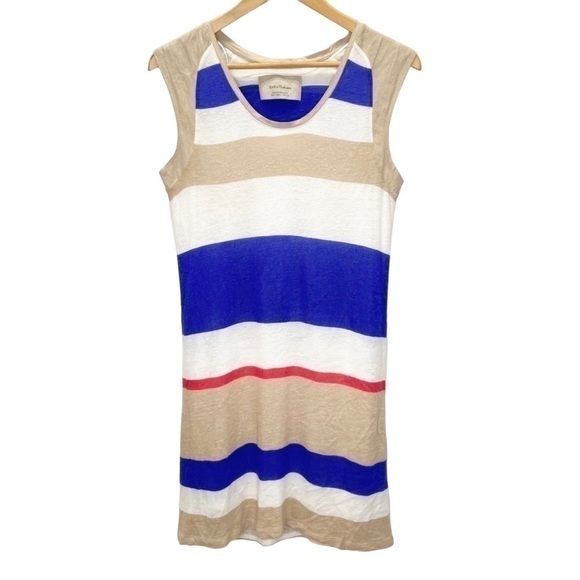 Zara Collection Linen Striped Mini Dress Sz L (Juniors) - Picture 1 of 6